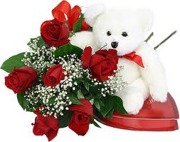 12 Red roses bunch + teddy bear + cadbury chocolate