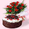 1/2 Kg. Black Forest Cake with 12 Lovely Dutch Rose