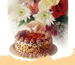 Flowers basket +1/2 Kg Chocolate Cake A Diwali Greeting Card