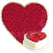 100 heart shaped roses+1 kg cake