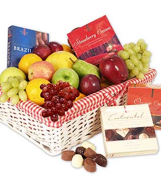 Fruit basket with chocolates